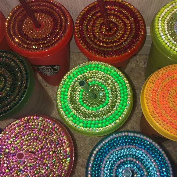 Rhinestone Starbucks Tumblers with straws - Picture 7 of 12